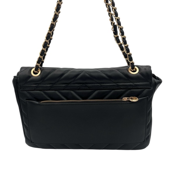 NWT Valentino Orlandi Black Quilted 2-way Handbag w/ Turn Lock & Trolley Pocket - Picture 5 of 13